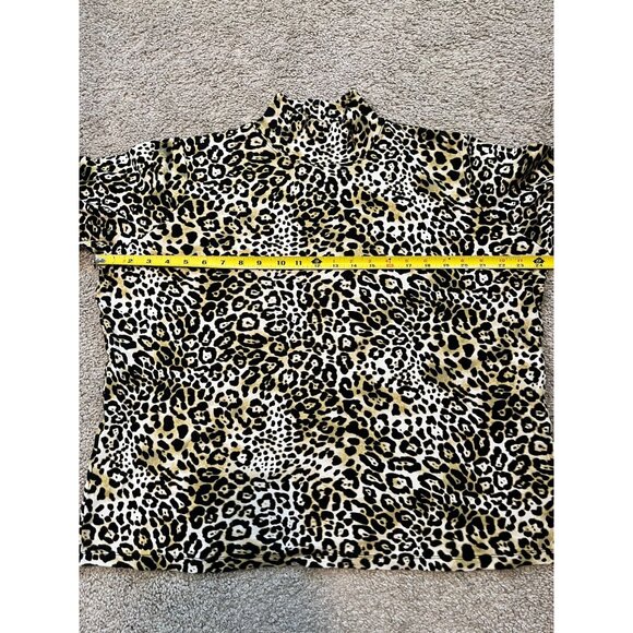 Jones New York Signature Woman Leopard Print Turtleneck Top Size 1X 100% Cotton - Picture 3 of 8
